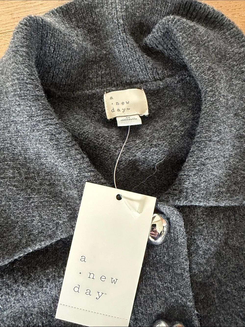 a new day Charcoal Gray Button-Up Knit Cardigan - Picture 2 of 4